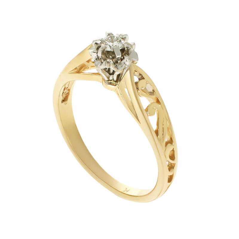Inel De Logodna, Aur Mixt, 14 k, 2.57 gr, cu Diamante, Cod Produs: 777916 - Tezaurshop.ro