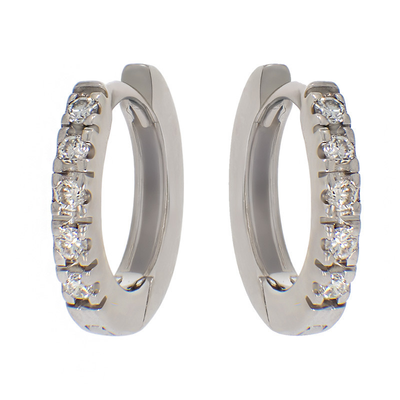 Cercei, Aur Alb, 18 k, 3.01 gr, cu Diamante, Cod Produs: 780689 - Tezaurshop.ro