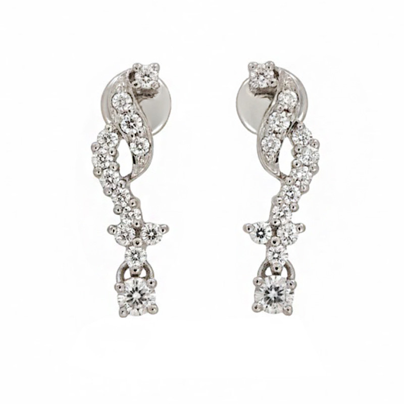 Cercei, Aur Alb, 18 k, 3.09 gr, cu Diamante, Cod Produs: 786169 - Tezaurshop.ro