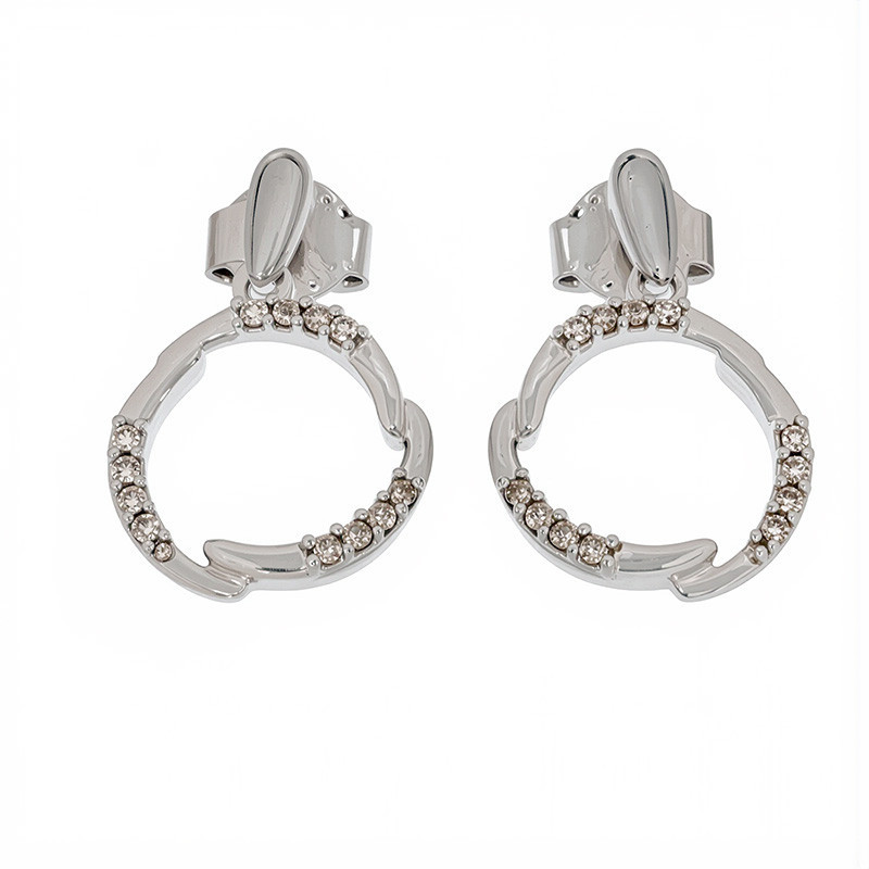 Cercei, Aur Alb, 14 k, 2.55 gr, cu Diamante, Cod Produs: 787826 - Tezaurshop.ro