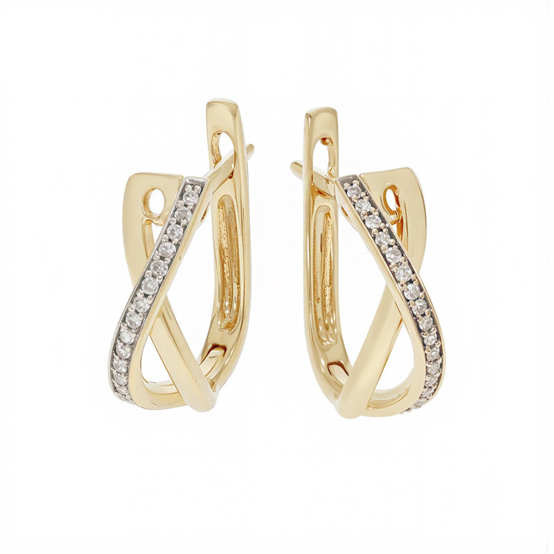 Cercei, Aur Galben, 18 k, 2.65 gr, cu Diamante, Cod Produs: 790617 - Tezaurshop.ro