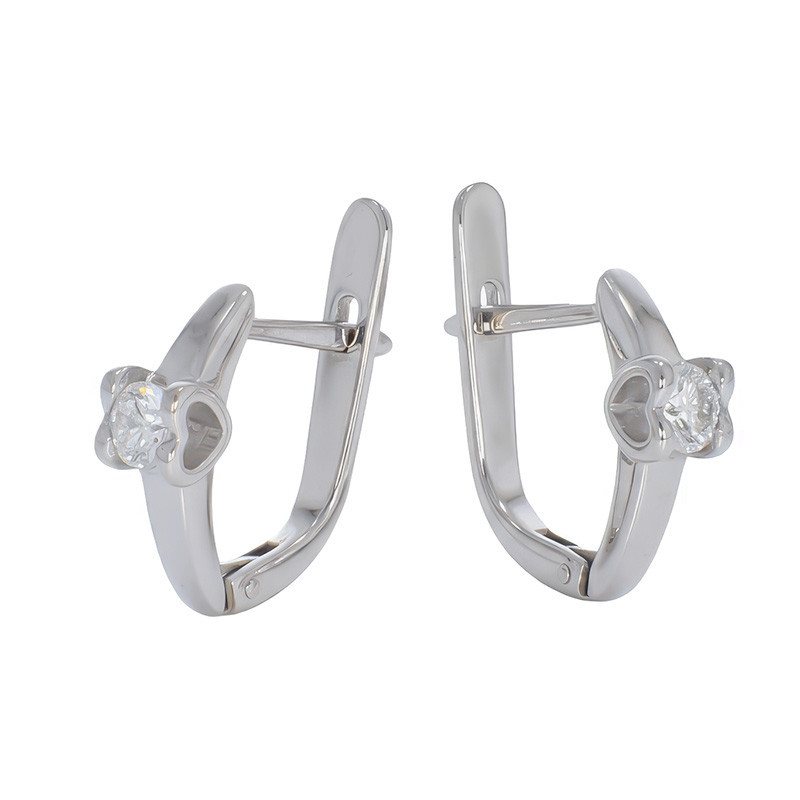 Cercei, Aur Alb, 14 k, 2.57 gr, cu Diamante, Cod Produs: 792080 - Tezaurshop.ro