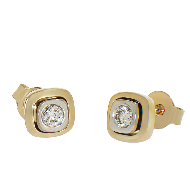 Cercei, Aur Mixt, 14 k, 2.34 gr, cu Diamante, Cod Produs: 793357 - Tezaurshop.ro