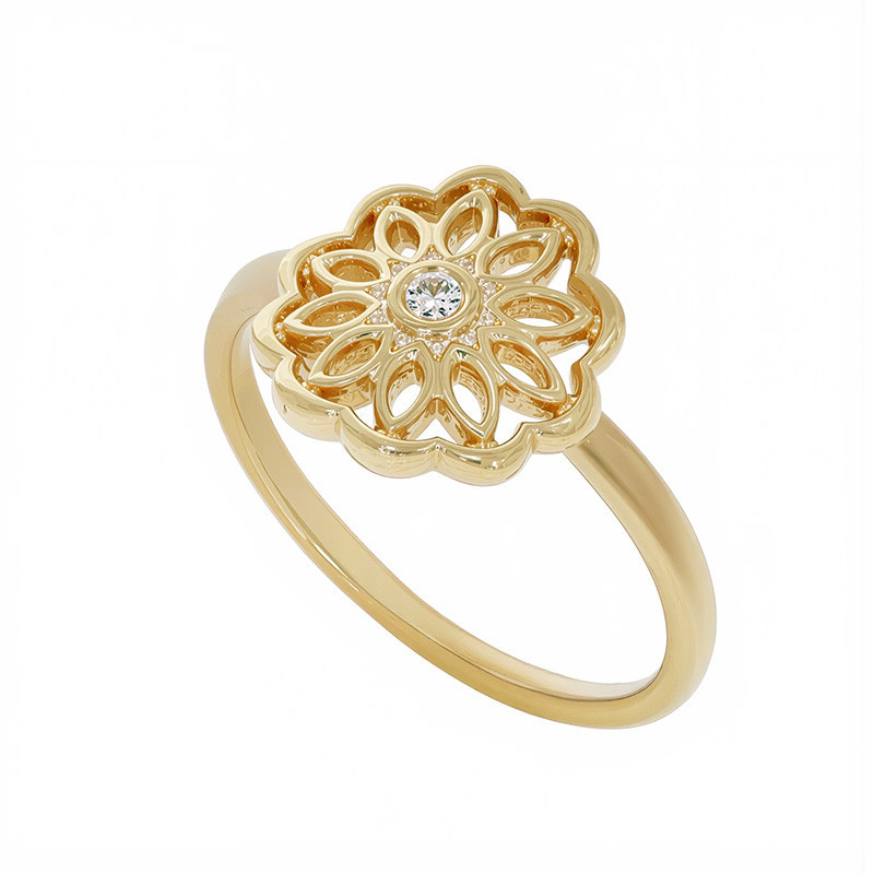 Inel, Aur Galben, 14 k, 3 gr, cu Diamante, Cod Produs: 795504 - Tezaurshop.ro