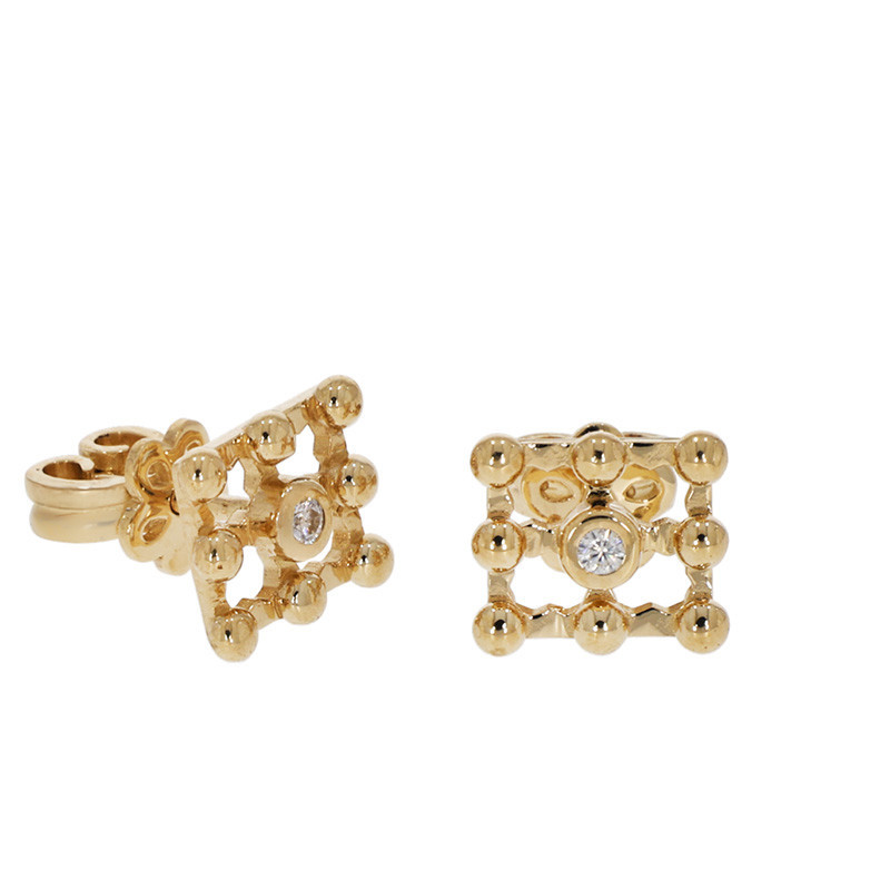 Cercei, Aur Galben, 14 k, 1.81 gr, cu Diamante, Cod Produs: 795516 - Tezaurshop.ro