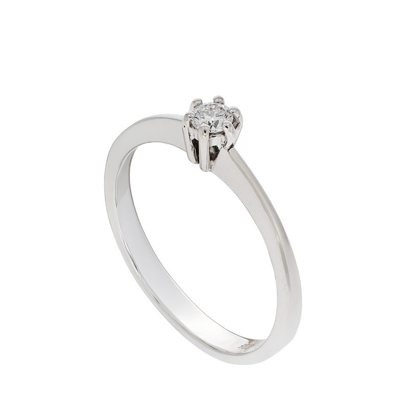 Inel De Logodna, Aur Alb, 14 k, 2.26 gr, cu Diamante, Cod Produs: 803124 - Tezaurshop.ro