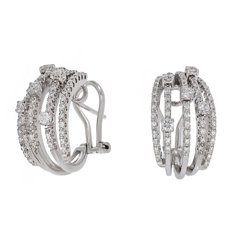 Cercei, Aur Alb, 18 k, 14.54 gr, cu Diamante, Cod Produs: 803828 - Tezaurshop.ro