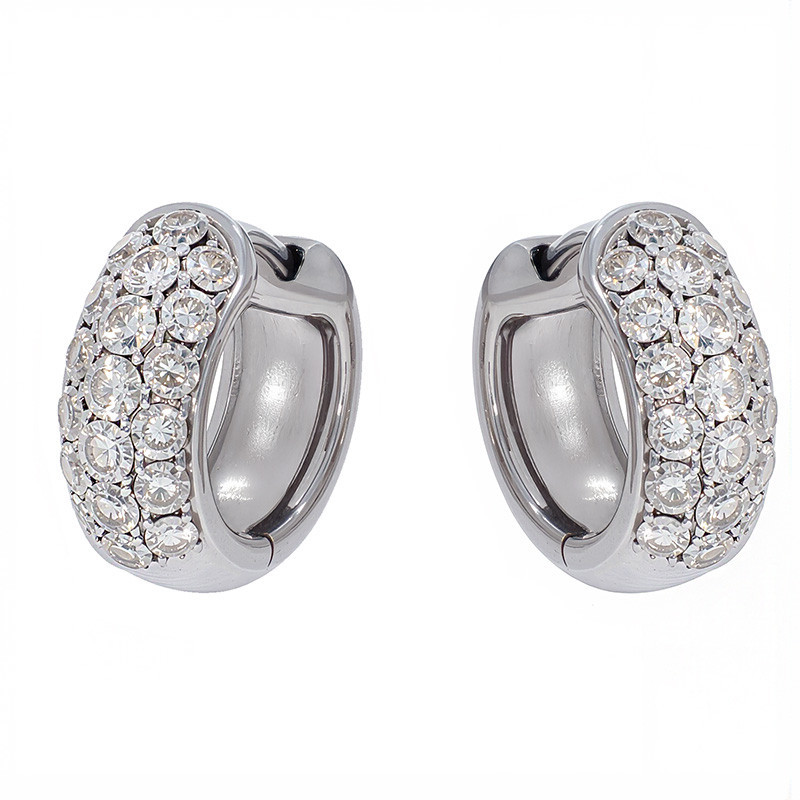 Cercei, Aur Alb, 18 k, 4.98 gr, cu Diamante, Cod Produs: 804886 - Tezaurshop.ro
