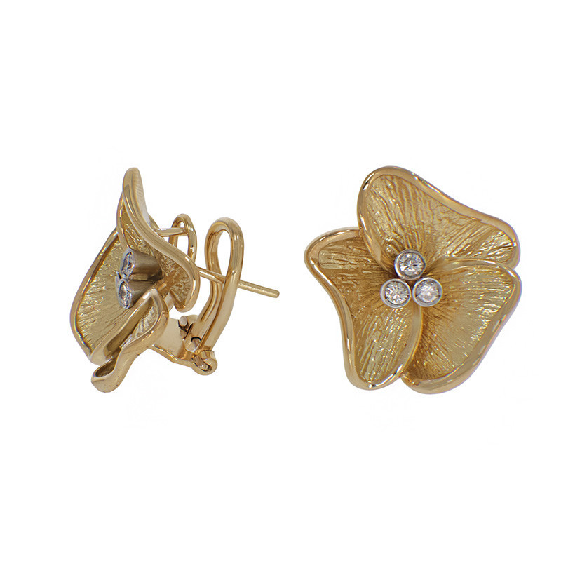 Cercei, Aur Mixt, 18 k, 14.26 gr, cu Diamante, Cod Produs: 809739 - Tezaurshop.ro