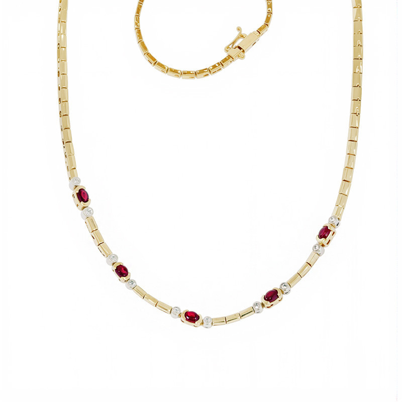 Colier, Aur Mixt, 14 k, 17.52 gr, cu Diamante, Cod Produs: 812989 - Tezaurshop.ro