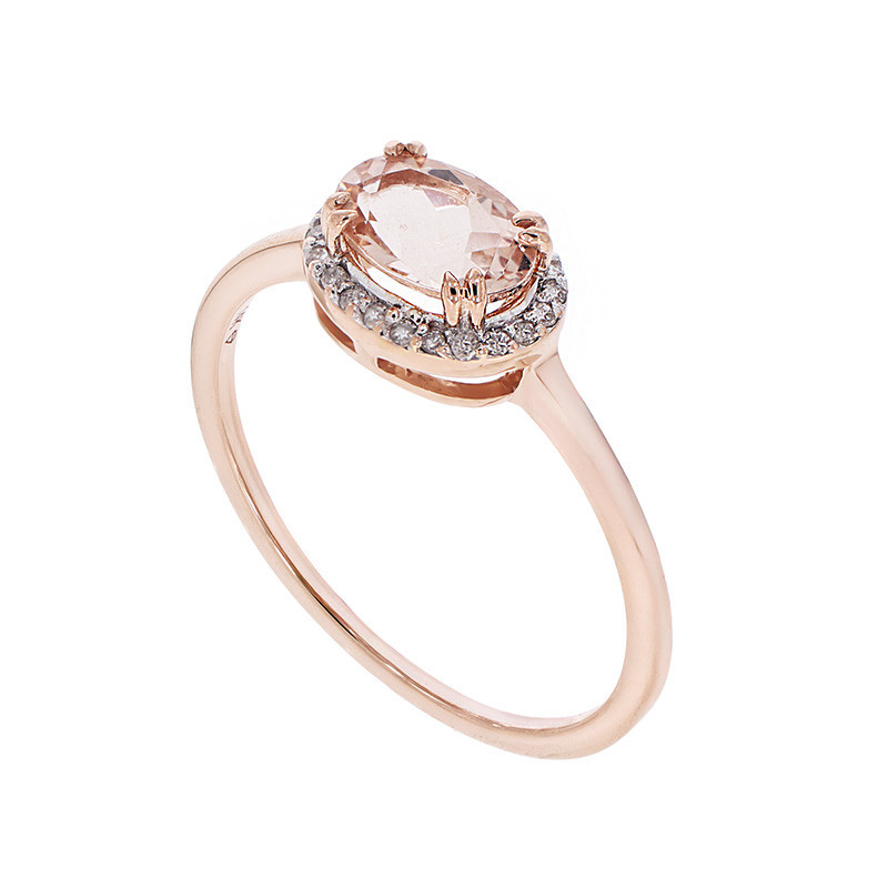 Inel, Aur Roz, 14 k, 1.76 gr, cu Diamante, Cod Produs: 813351 - Tezaurshop.ro