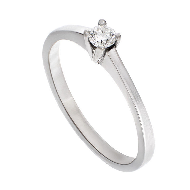 Inel De Logodna, Aur Alb, 14 k, 1.61 gr, cu Diamante, Cod Produs: 821529 - Tezaurshop.ro
