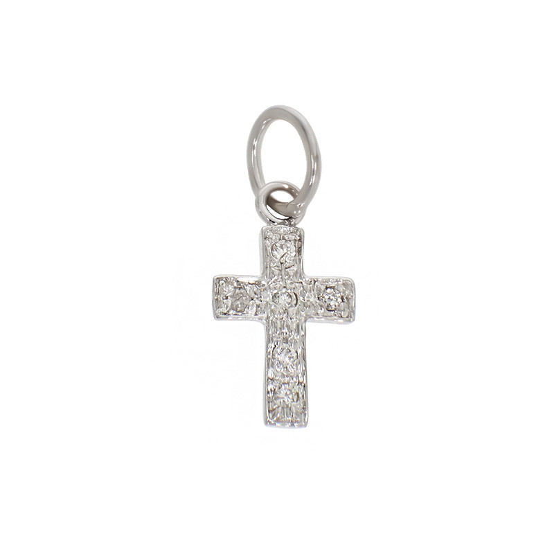 Pandantiv Cruce, Aur Alb, 18 k, 0.39 gr, cu Diamante, Cod Produs: 826983 - Tezaurshop.ro