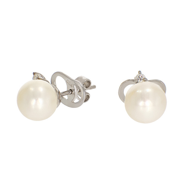 Cercei, Aur Alb, 18 k, 3.45 gr, cu Diamante, Cod Produs: 830512 - Tezaurshop.ro