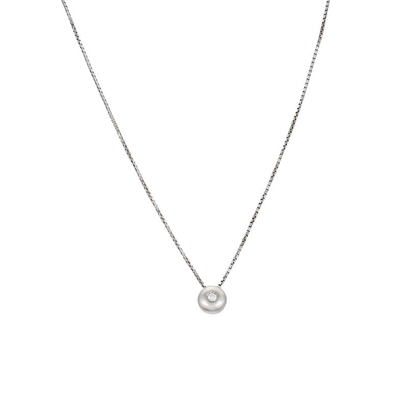 Colier, Aur Alb, 18 k, 1.8 gr, cu Diamante, Cod Produs: 834321 - Tezaurshop.ro