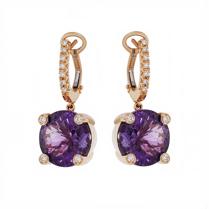 Cercei, Aur Roz, 18 k, 10.12 gr, cu Diamante, Cod Produs: 838069 - Tezaurshop.ro