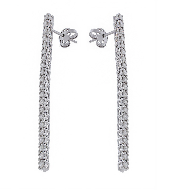 Cercei, Aur Alb, 18 k, 5.29 gr, cu Diamante, Cod Produs: 838070 - Tezaurshop.ro