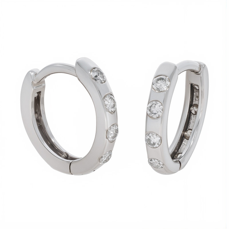 Cercei, Aur Alb, 14 k, 0.92 gr, cu Diamante, Cod Produs: 854624 - Tezaurshop.ro