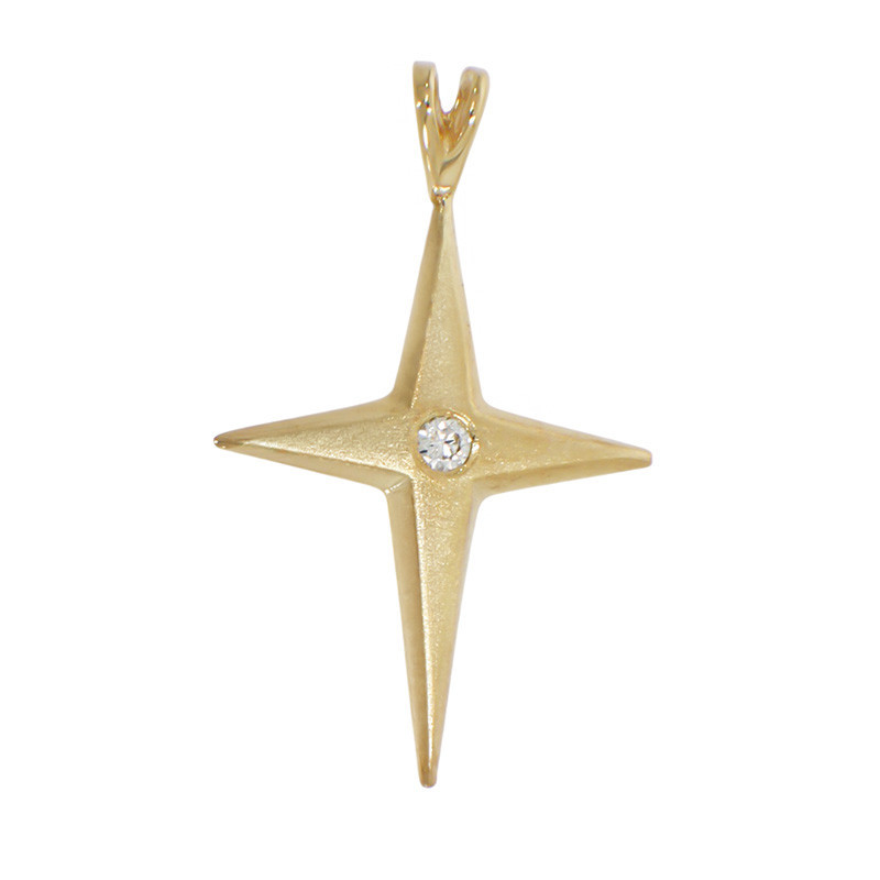 Pandantiv Cruce, Aur Galben, 14 k, 1.1 gr, cu Diamante, Cod Produs: 858571 - Tezaurshop.ro