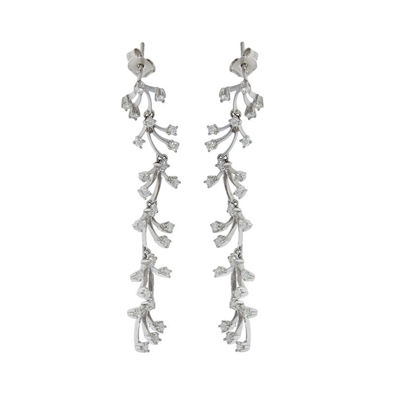 Cercei, Aur Alb, 18 k, 5.5 gr, cu Diamante, Cod Produs: 861028 - Tezaurshop.ro