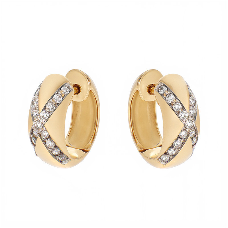 Cercei, Aur Galben, 14 k, 4.9 gr, cu Diamante, Cod Produs: 862143 - Tezaurshop.ro