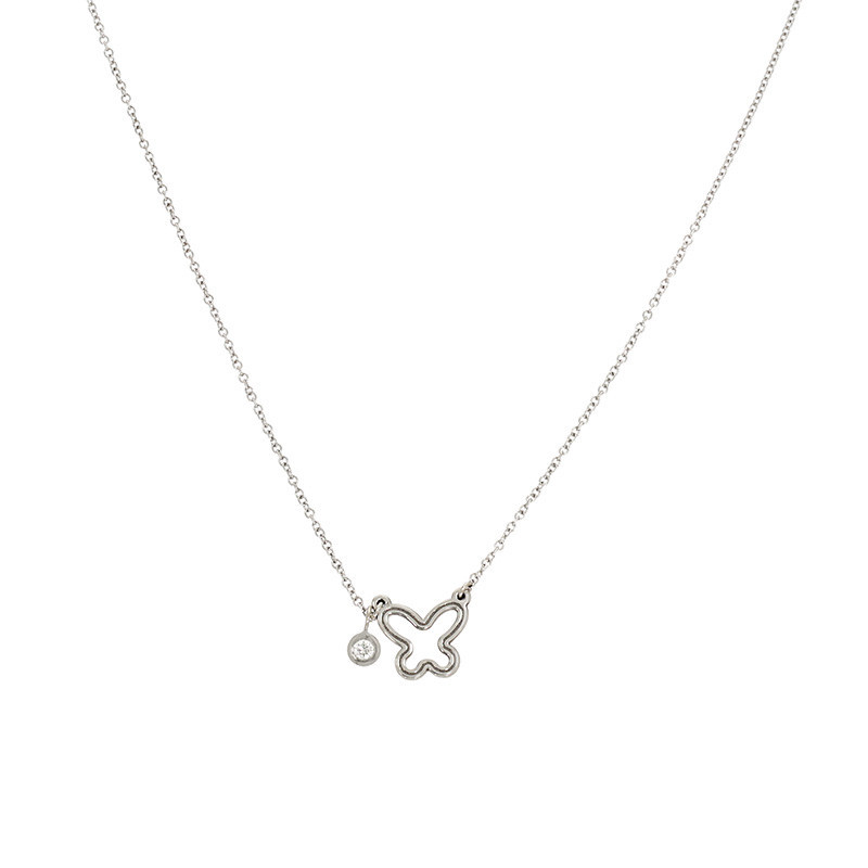 Colier, Aur Alb, 14 k, 1.05 gr, cu Diamante, Cod Produs: 868263 - Tezaurshop.ro