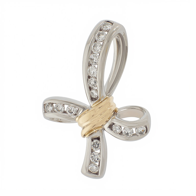 Pandantiv Cruce, Aur Mixt, 14 k, 2.17 gr, cu Diamante, Cod Produs: 868352 - Tezaurshop.ro
