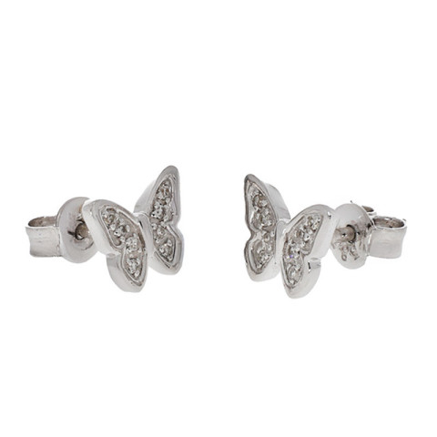 Cercei, Aur Alb, 14 k, 0.9 gr, cu Diamante, Cod Produs: 586253 - 2