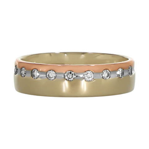 Inel, Aur Mixt, 18 k, 4.25 gr, cu Diamante, Cod Produs: 613446 - 2