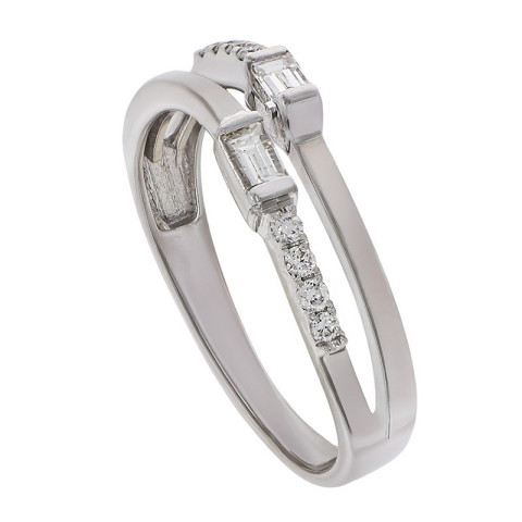 Inel, Aur Alb, 18 k, 2.65 gr, cu Diamante, Cod Produs: 639860 - 2