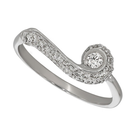 Inel, Aur Alb, 14 k, 1.8 gr, cu Diamante, Cod Produs: 642582 - 1