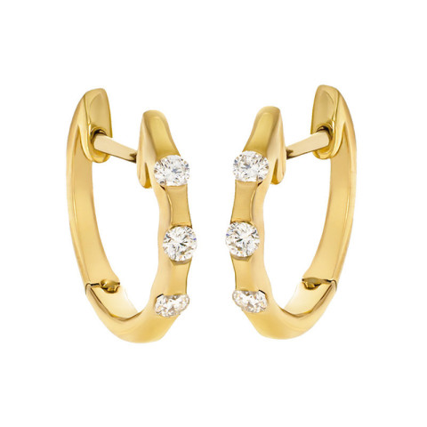 Cercei, Aur Galben, 18 k, 2.16 gr, cu Diamante, Cod Produs: 645213 - 2