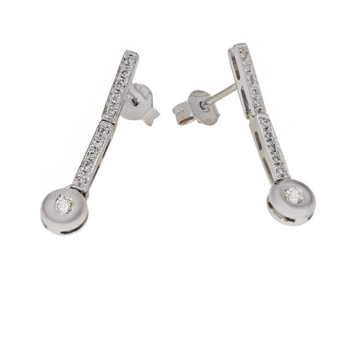 Cercei, Aur Alb, 18 k, 3.74 gr, cu Diamante, Cod Produs: 657183 - 2