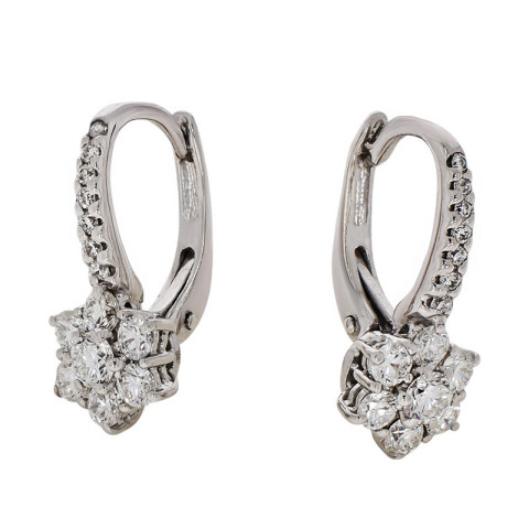 Cercei, Aur Alb, 18 k, 3.51 gr, cu Diamante, Cod Produs: 663445 - 2