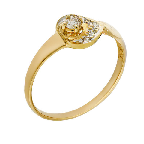 Inel, Aur Galben, 14 k, 1.7 gr, cu Diamante, Cod Produs: 663511 - 2