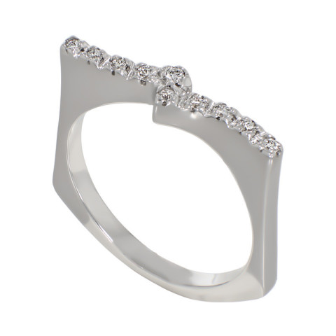 Inel, Aur Alb, 18 k, 4.17 gr, cu Diamante, Cod Produs: 669665 - 1