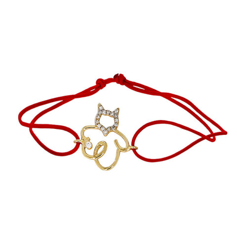 Bratara Cu Snur, Aur Galben, 14 k, 0.84 gr, cu Diamante, Cod Produs: 678490 - 2