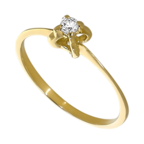 Inel, Aur Galben, 18 k, 0.97 gr, cu Diamante, Cod Produs: 686565 - 1