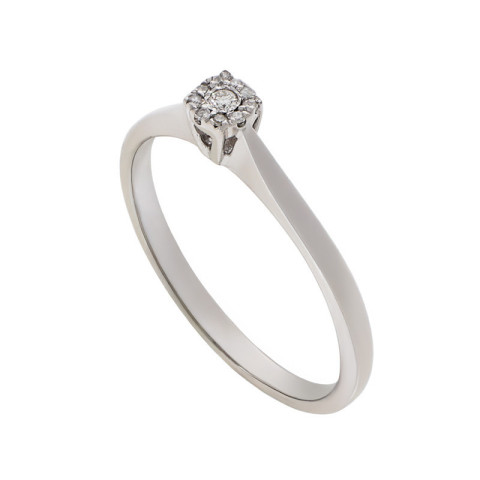 Inel De Logodna, Aur Alb, 14 k, 2.03 gr, cu Diamante, Cod Produs: 687901 - 2
