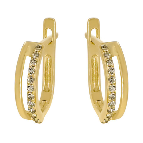 Cercei, Aur Galben, 18 k, 2.4 gr, cu Diamante, Cod Produs: 691292 - 2