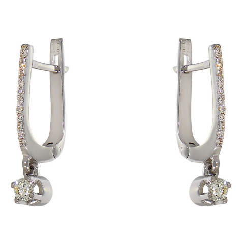 Cercei, Aur Alb, 14 k, 2.33 gr, cu Diamante, Cod Produs: 691527 - 2