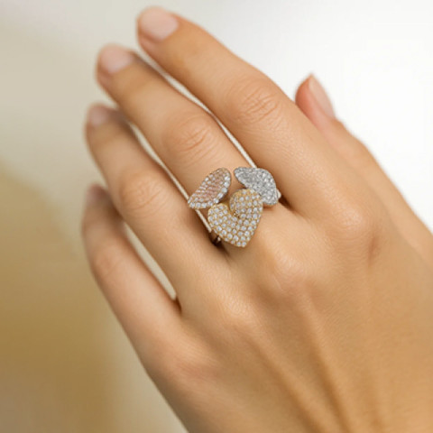 Inel, Aur Mixt, 18 k, 4.13 gr, cu Diamante, Cod Produs: 691726 - 2