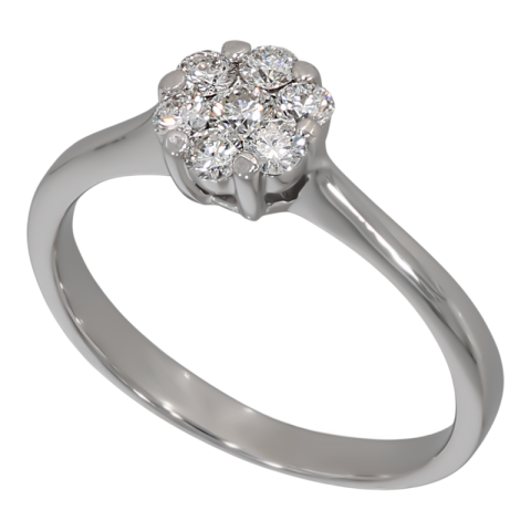 Inel, Aur Alb, 18 k, 2.27 gr, cu Diamante, Cod Produs: 696147 - 1