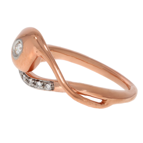 Inel, Aur Roz, 18 k, 4.2 gr, cu Diamante, Cod Produs: 703952 - 2