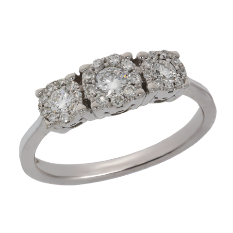 Inel, Aur Alb, 18 k, 2.52 gr, cu Diamante, Cod Produs: 704584 - 1