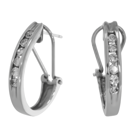 Cercei, Aur Alb, 14 k, 4.31 gr, cu Diamante, Cod Produs: 707799 - 2