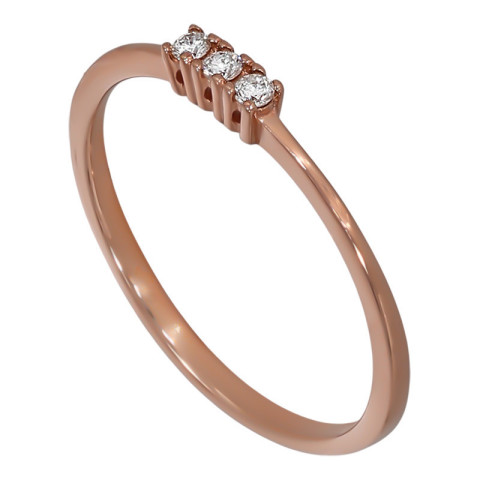 Inel, Aur Roz, 18 k, 1.2 gr, cu Diamante, Cod Produs: 708982 - 1