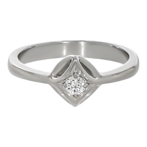 Inel De Logodna, Aur Alb, 14 k, 2.68 gr, cu Diamante, Cod Produs: 711053 - 2