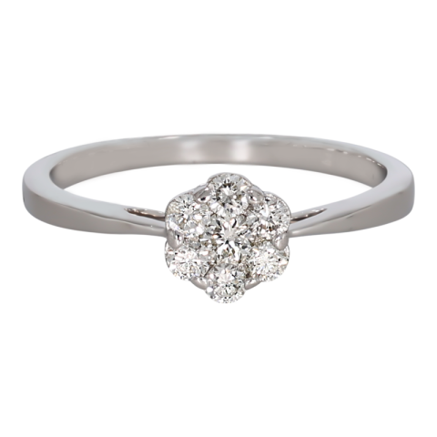 Inel, Aur Alb, 14 k, 1.45 gr, cu Diamante, Cod Produs: 713955 - 2