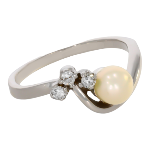 Inel, Aur Alb, 18 k, 3.08 gr, cu Diamante, Cod Produs: 715144 - 2